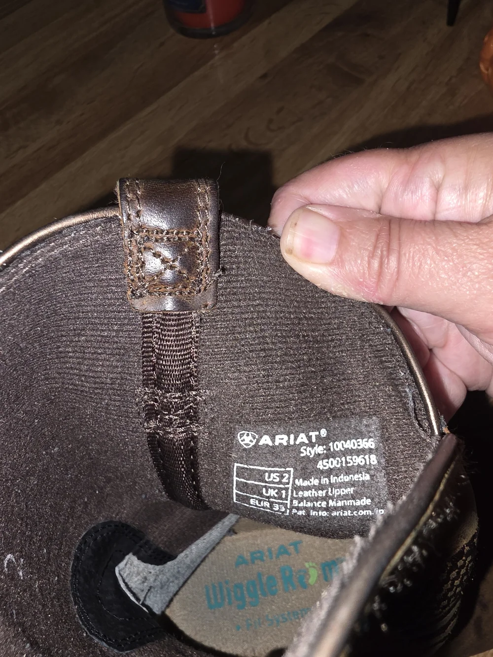 Ariat Brown Leather Kids Western Boots with Flag Stitch